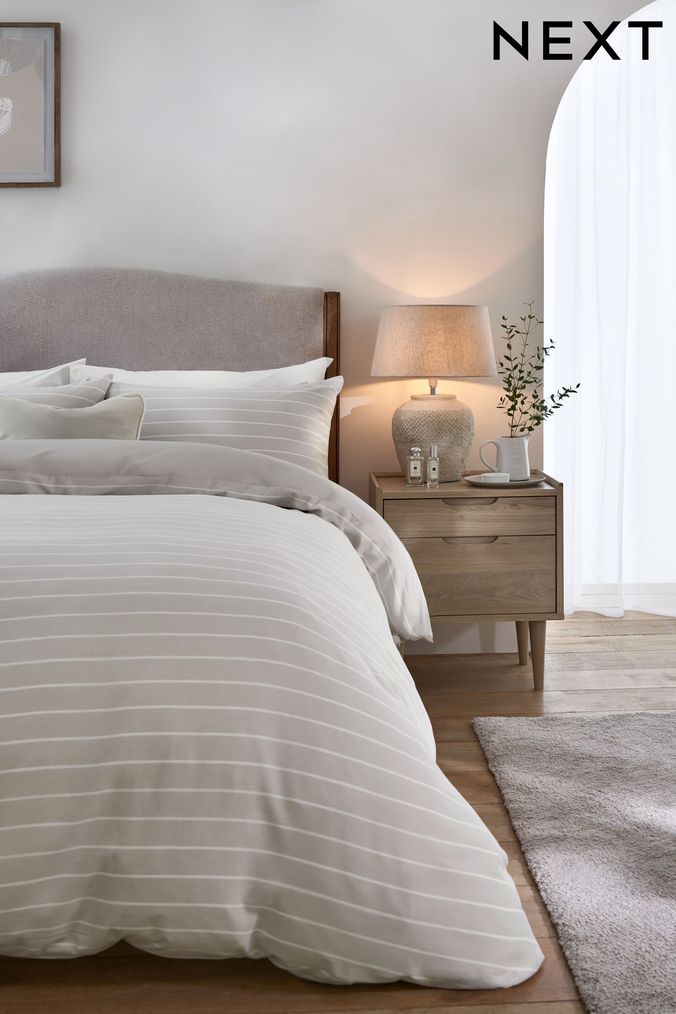 Grey striped bedding deals