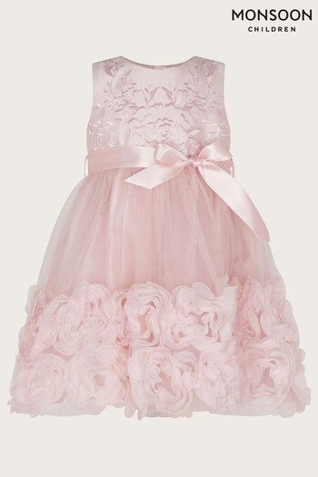 Monsoon Baby Pink Odette Blossom 3D Dress (U19852) | £55 - £60