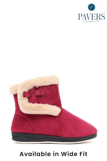 Pavers Red Wide Fit Slipper Boots (U20030) | £27.99