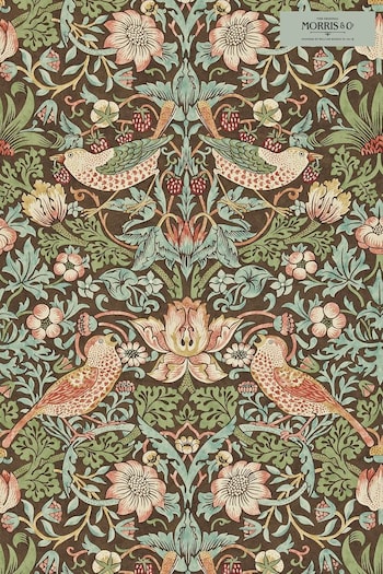 Morris & Co. Brown Strawberry Thief Wallpaper Wallpaper (U20090) | £116