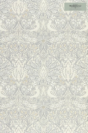 Morris & Co. Grey Pure Dove Rose Wallpaper Wallpaper (U20099) | £116
