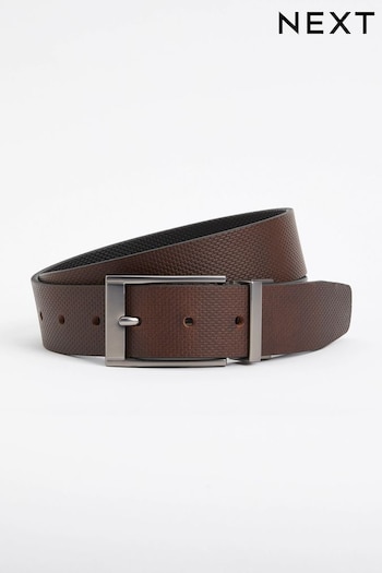 Brown/Black Textured Reversbile Belt (U20236) | £22