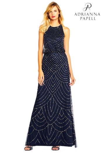 Adrianna Papell Beaded Halter Gown (U20429) | £230