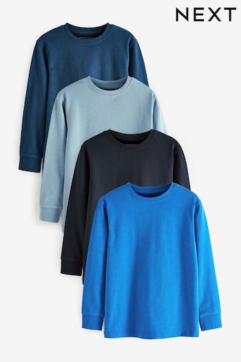 Blue 4 Pack Long Sleeve detail T-Shirts (3-16yrs) (U20492) | £20 - £34