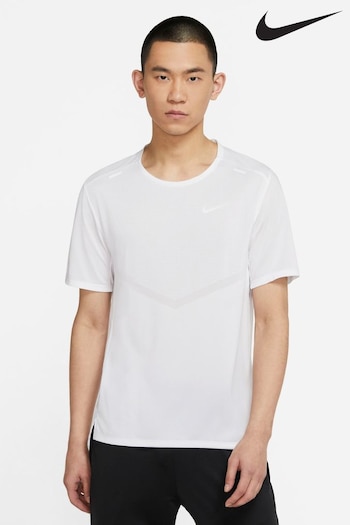 nike country White Dri-FIT Rise 365 Running T-Shirt (U20576) | £38