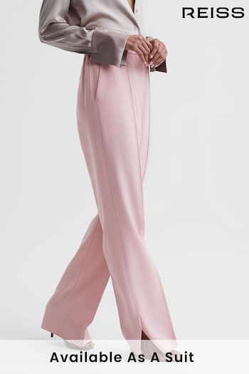 Reiss Pink Marina Petite Wide Leg Split Hem Trousers (U20596) | £150
