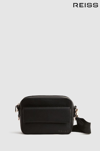 Reiss Black Clea Leather Crossbody Bag (U20602) | £148