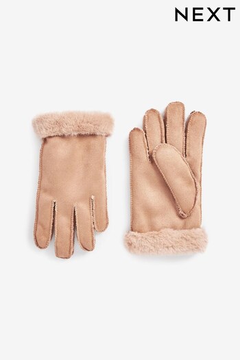 Camel Faux Suede Gloves (3-16yrs) (U20639) | £10 - £13