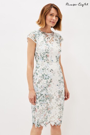 Phase Eight Franky Cream Floral Lace Fitted Dress (U20870) | £140