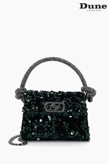Dune London Green Sequined Diamante-Handle Micro Grab Bag (U22118) | £55