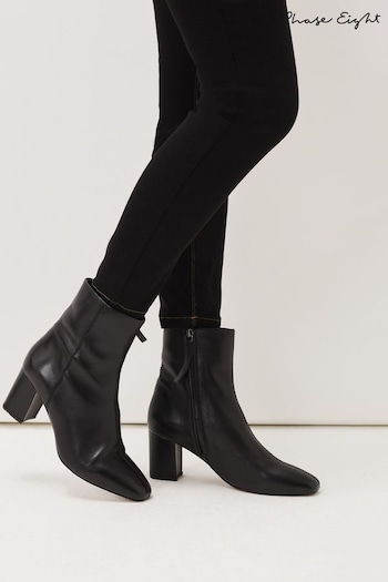 Phase Eight Stitched Leather Black Boots (U22122) | £139