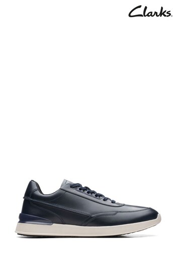 Clarks Navy Blue Leather RaceLite Lace Shoes (U22173) | £86