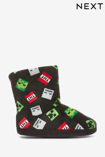 Minecraft Black Warm Lined Slipper Boots Toms (U22308) | £18 - £21