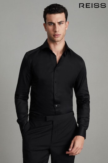 Reiss Black Storm Slim Fit Two-Fold Cotton Shirt (U22470) | £88