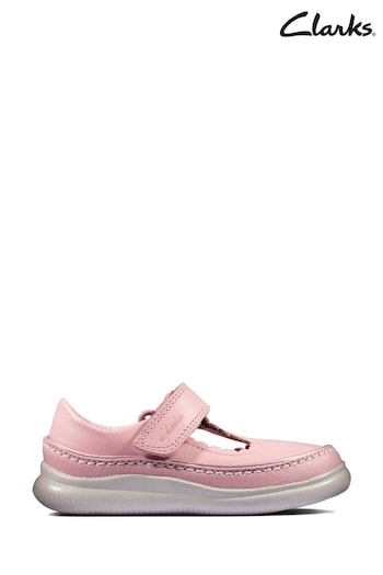 Clarks Pink Leather Crest Sky Multi Fit Shoes (U22680) | £34 - £36