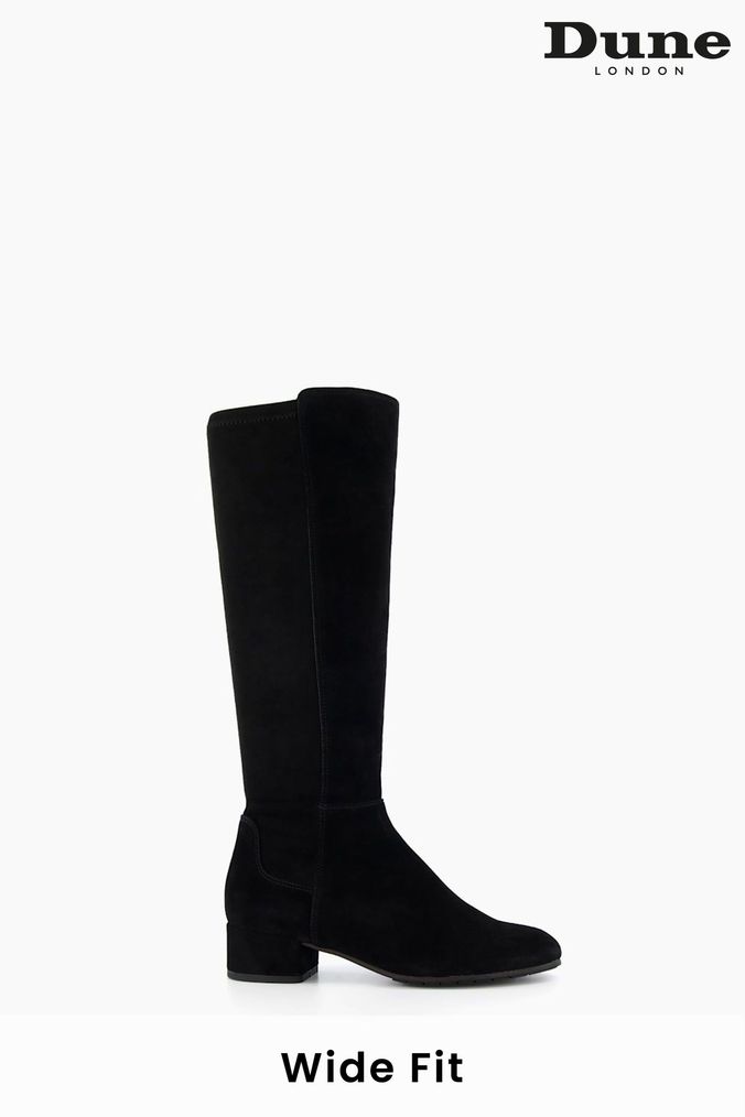 Dune London Wide Fit Tayla Smart Stretch Knee-High Black Boots (U22833) | £150