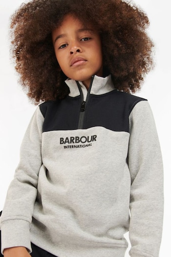 Barbour® International Boys Grey Moto Half Zip Sweatshirt (U22928) | £38 - £43
