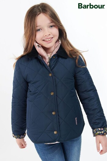 Barbour® Blue Foxley Girls Reversible Quilted Jacket (U22941) | £100 - £119