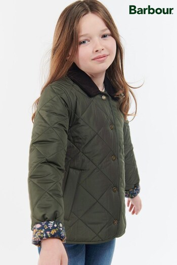 Barbour® Green Foxley Girls Reversible Quilted Jacket (U22964) | £100 - £119