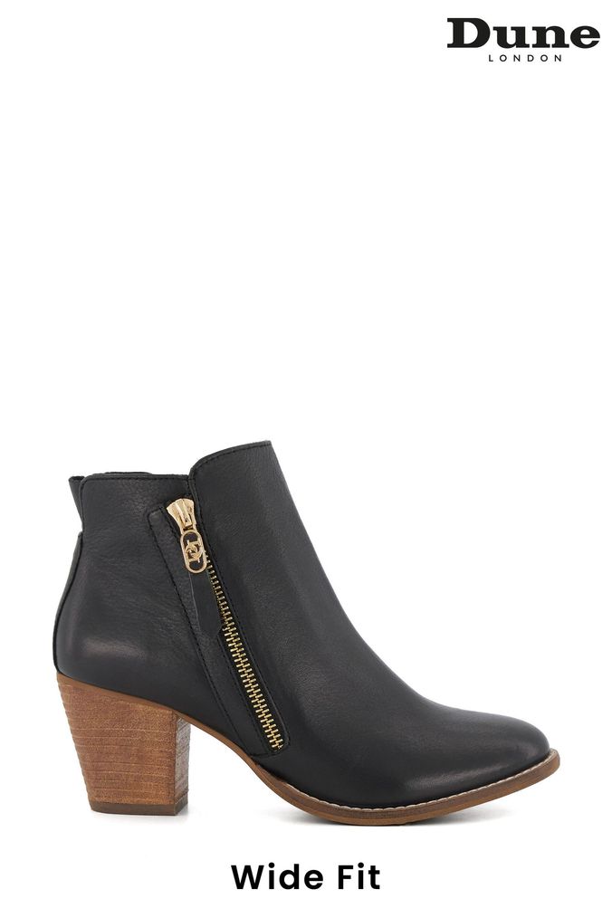 Dune London Wide Fit Paicey Zip Up Ankle Black Boots (U23145) | £120