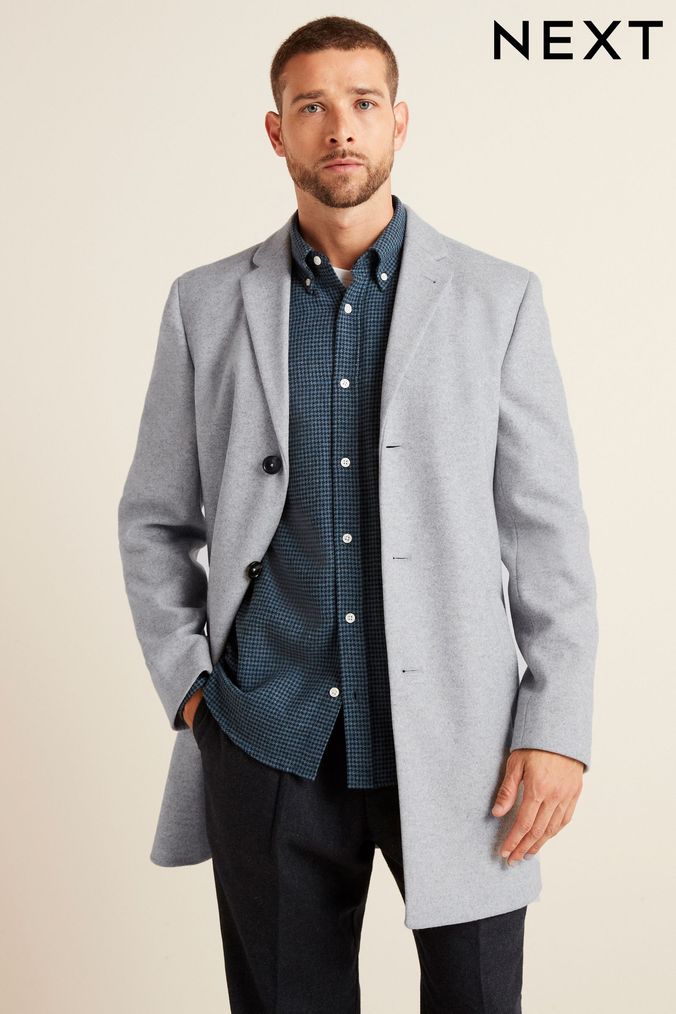 Mens Grey Coats Mens Woollen Coats Next Official Site