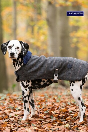 Hugo & Hudson Grey Checked Herringbone Dog Jacket (U23241) | £30