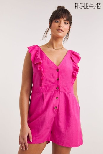 Figleaves Pink Button Front Beach Playsuit (U23302) | £35
