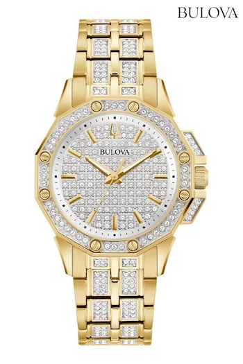 Bulova Ladies Gold Tone Crystal Octava Watch (U23750) | £369