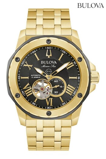 Bulova Gents Gold Tone Automatic Marine Star Watch (U23829) | £469