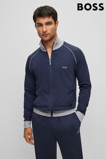 BOSS Dark Blue Mix & Match Tracksuit Zip Throught Sweatshirt (U24454) | £59