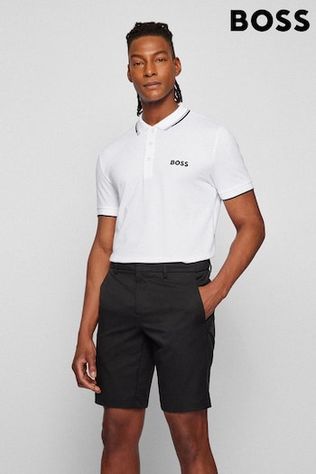 BOSS White/Beige Detailing Paddy Pro Contrast Detailing Tipped Polo Shirt (U24554) | £99
