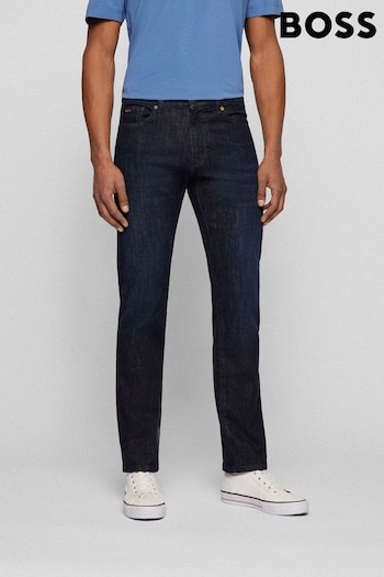 BOSS Mid Blue Maine Straight Fit Stretch Jeans graphic (U24630) | £99