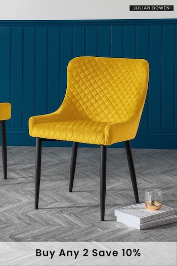 Julian Bowen Set of 2 Mustard Yellow Luxe Velvet Dining Chairs (U24807) | £250