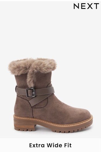 Grey Extra Wide Fit Forever Comfort® Faux Fur Lined Buckle Detail Originals Boots (U24872) | £59