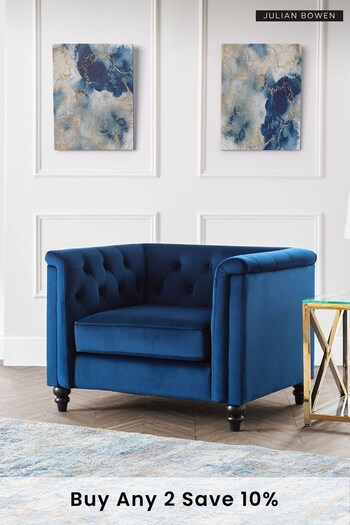 Julian Bowen Blue Sandringham Velvet Chair (U25014) | £495