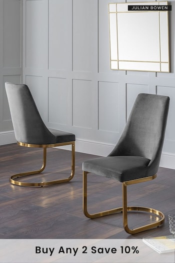 Julian Bowen Set of 2 Grey Vittoria Cantilever Dining Chairs (U25018) | £295