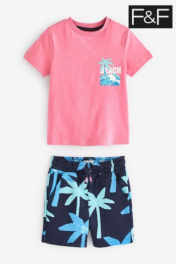 F&F Pink Beach Days T-Shirt And Shorts Set (U25236) | £12 - £16