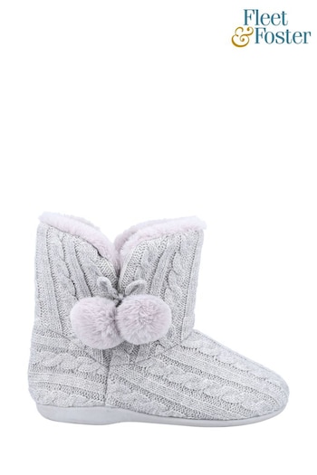 Fleet & Foster Grey Apple Knitted Bootie Slippers (U25436) | £35
