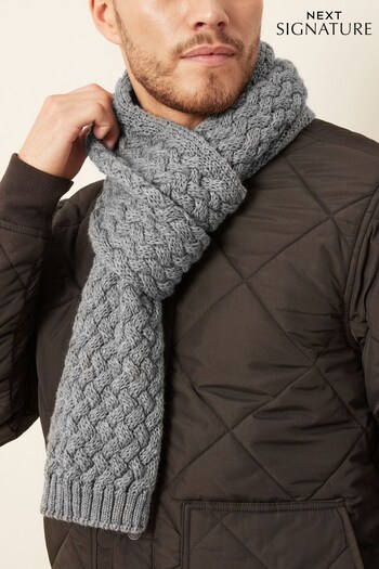 Grey Textured Signature Knitted Scarf (U25709) | £18
