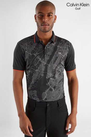 Calvin Klein Golf NYC Print Black Polo Shirt (U25897) | £55