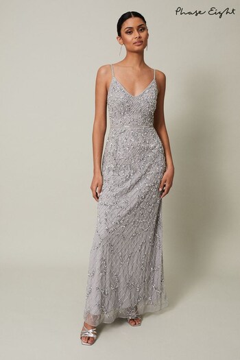Phase Eight Silver Annettee Silver Embellished Maxi Dress (U25919) | £119