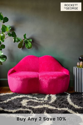 Rockett St George Malkemus Luxe Needlecord Velvet Harrys Pink Luscious Lips 2 Seater Sofa (U25936) | £650
