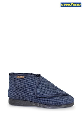 Goodyear Grey Drake Blue One Touch Bootee Slippers (U25973) | £26