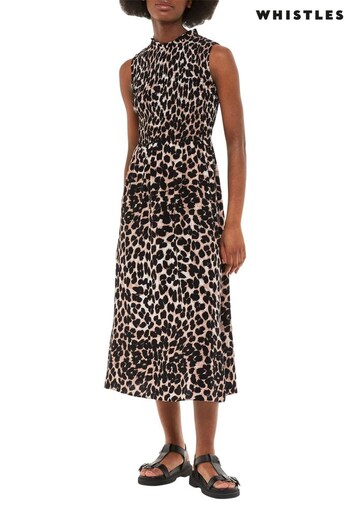 Whistles Animal Heidi Leopard Spot Midi Dress (U26188) | £149