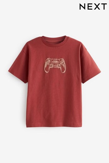 Rust Red Sketchy Gaming Controller Relaxed Fit Short Sleeve Graphic T-Shirt (3-16yrs) (U26213) | £6 - £11
