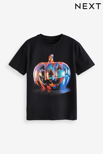Black Metal Pumpkin Graphic Short Sleeve T-Shirt (3-16yrs) (U26214) | £8 - £13