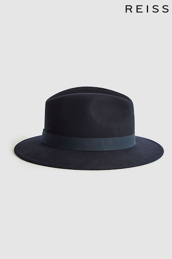 Reiss Navy Ashbourne Wool Fedora Hat (U26698) | £68