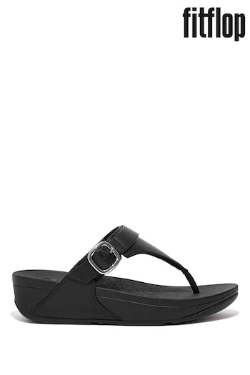 Fitflop Black Lulu Adjustable Leather Toe-Post Sandals (U26849) | £70