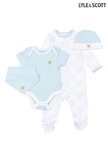 Lyle & Scott Boys Blue FourPiece Infant Dot Print Gift Set Boxed (U27037) | £50