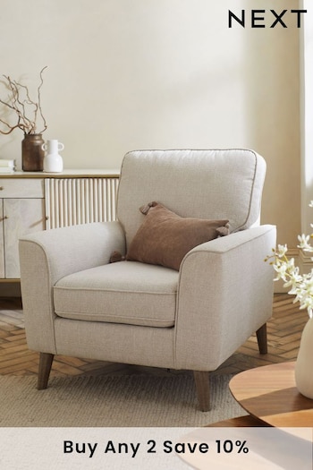 Tweedy Plain Light Natural, Ash Effect Leg Stamford Accent Chair (U27128) | £375